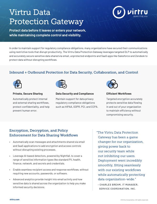 Virtru Data Protection Gateway screenshot